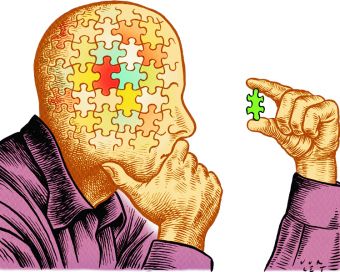 Cartoon picture of a man holding a jigsaw puzzle piece.  Image has brain made up of puzzle pieces so it seems he is contemplating a piece of his brain.  http://www.thewatchdogonline.com/wp-content/uploads/2013/03/critical-thinking.jpg