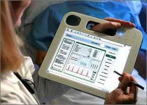 tablet with medical record screen